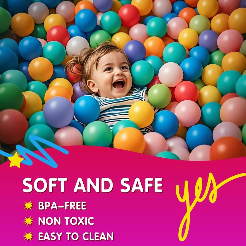 Realhaha كرات اللعب للأطفال الصغار، كرات بلاستيكية خالية من BPA للأطفال للعب في بيت الكرة، 100 قطعة، 2.2 2.36 2.75 بوصة - Image 5